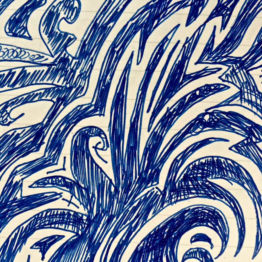 abstract sketch in blue pen