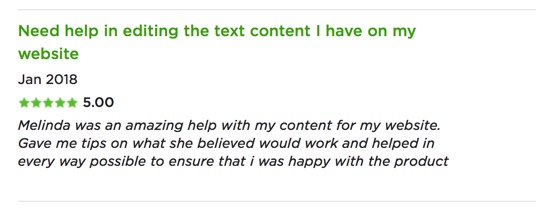 client testimonial for melinda j. irvine