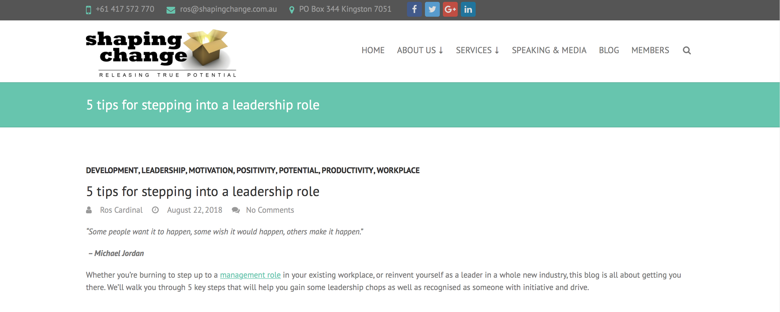 shaping change website