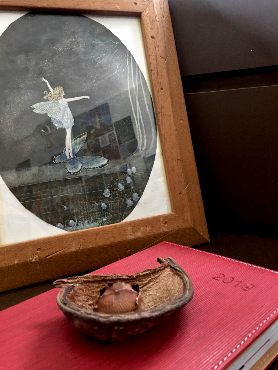 painting of a tree nymph fearless riding a butterfly