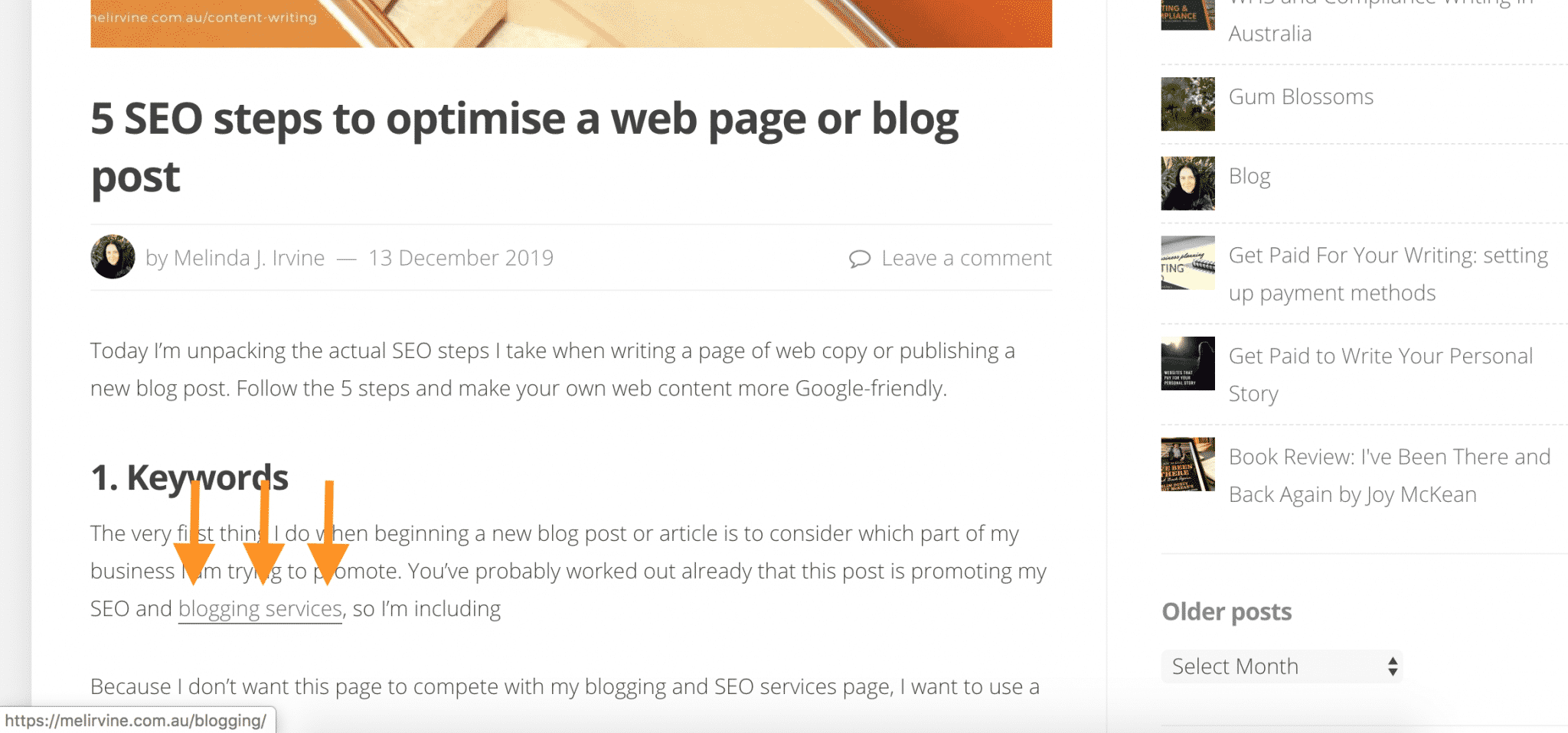 adding links to a blog post