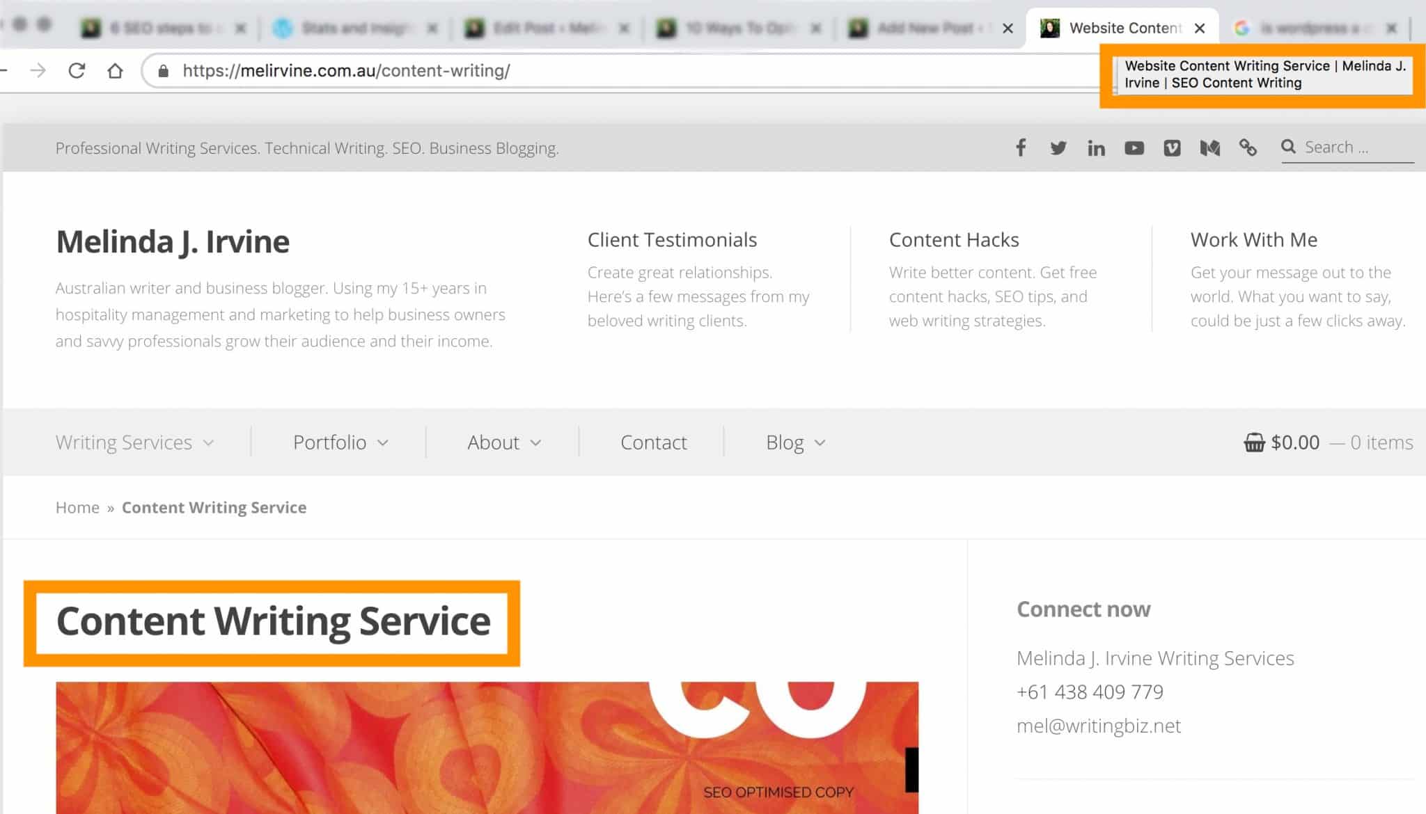 example of headline and page titles