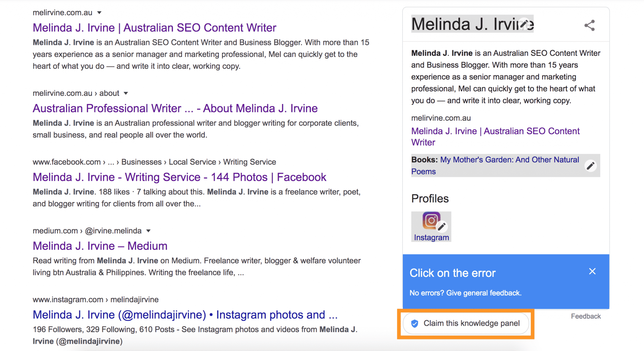 claim your Knowledge Pane in Google search