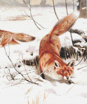 foxes in the snow cross stitch pattern product image cropped view