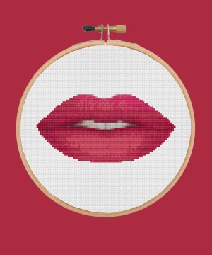 red lips cross stitch pattern product image
