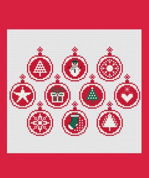 christmas baubles cross stitch pattern product image