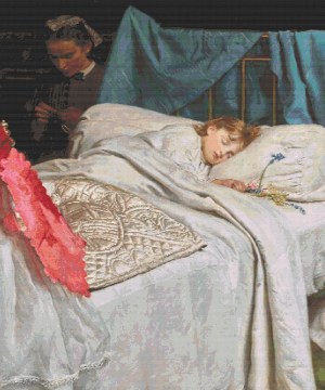 sleeping child cross stitch pattern product image