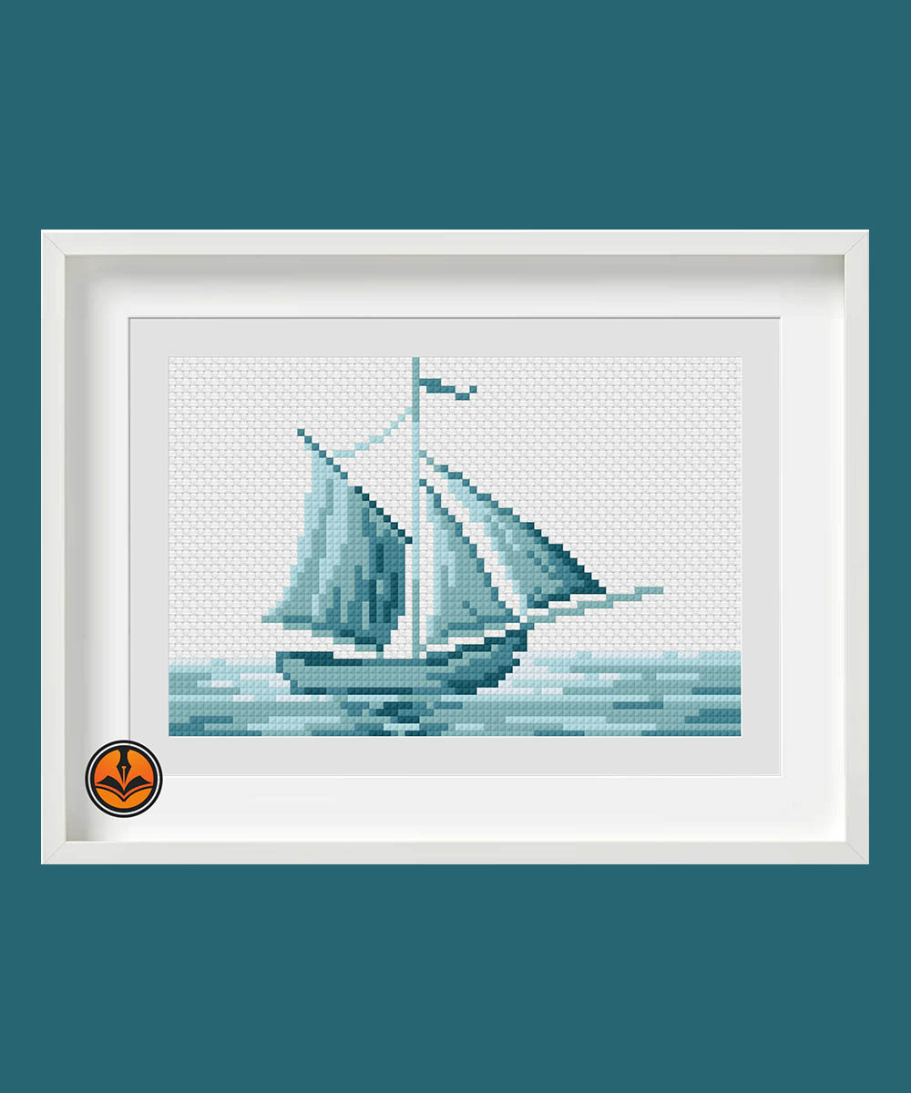 sloop cross stitch pattern gallery images Framed Mockup