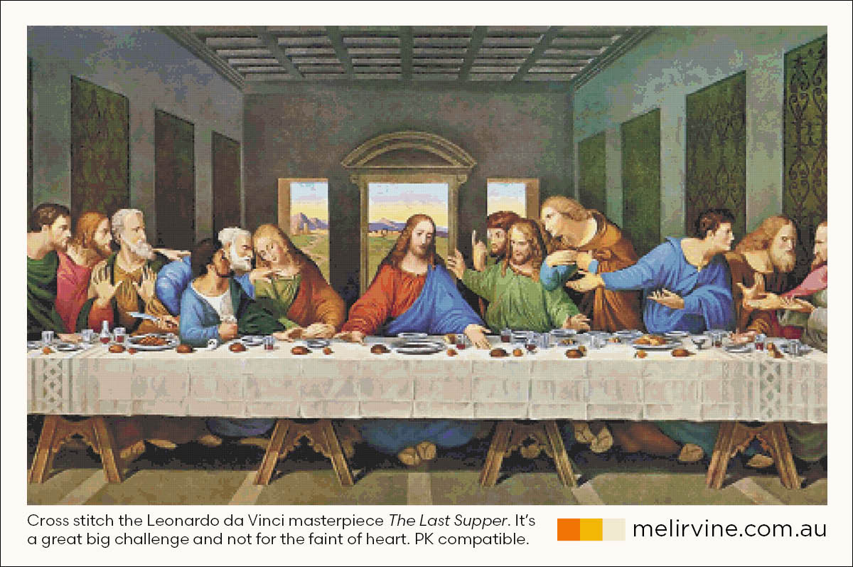 THE LAST SUPPER cross stitch pattern banner for social media